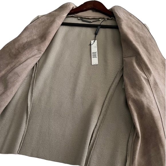 Elie Tahari Shira Leather Jacket Size Large Laser Cut Sahara Khaki - Picture 11 of 15